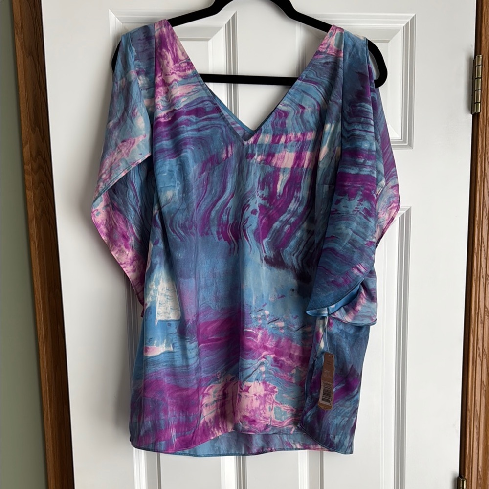 RACHEL Rachel Roy Blue and Purple swirl Blouse